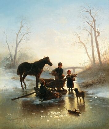Children on the Ice Collecting Wood
