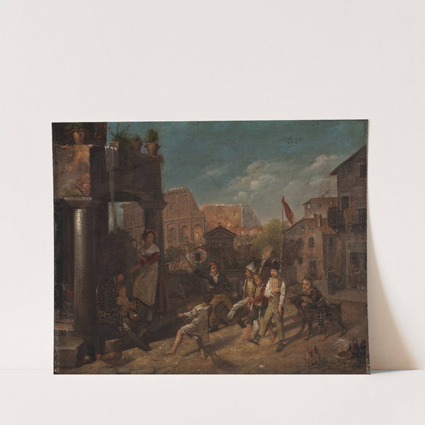 Children Playing In A Roman Street (1838) by Francesco Diofebi