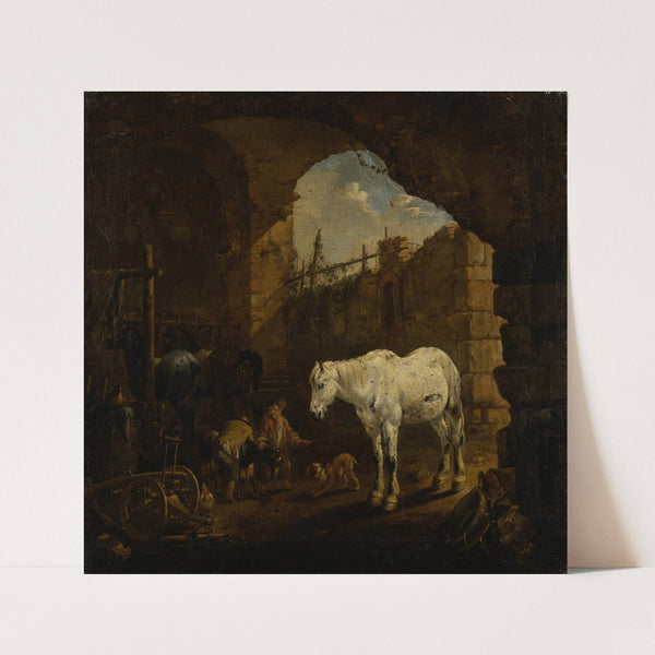 Children playing in a Stable (1675) by Johann Heinrich Roos