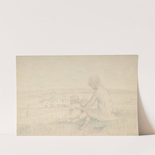 Children Seated on a Hillside with a Racquet by Charles-Emmanuel Serret