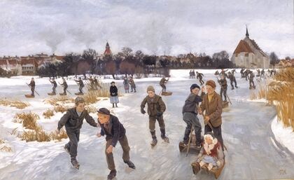 Children skating outside Fåborg