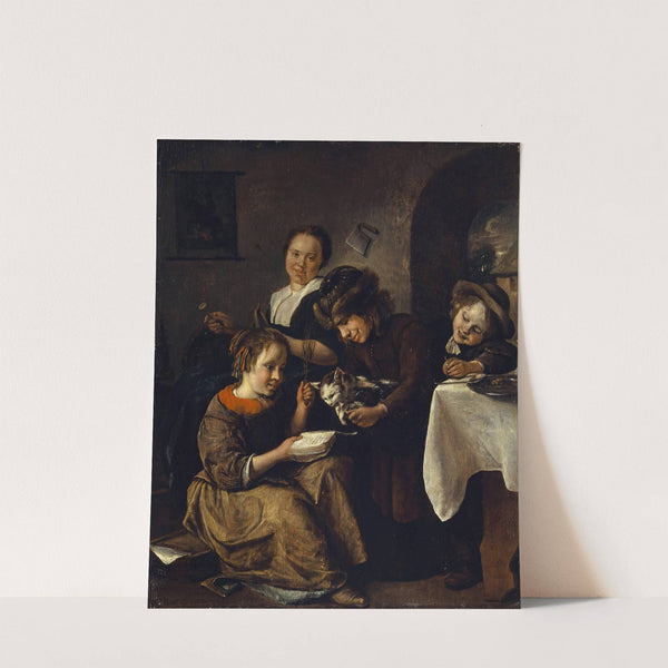 Children Teaching a Cat to Read by Jan Steen