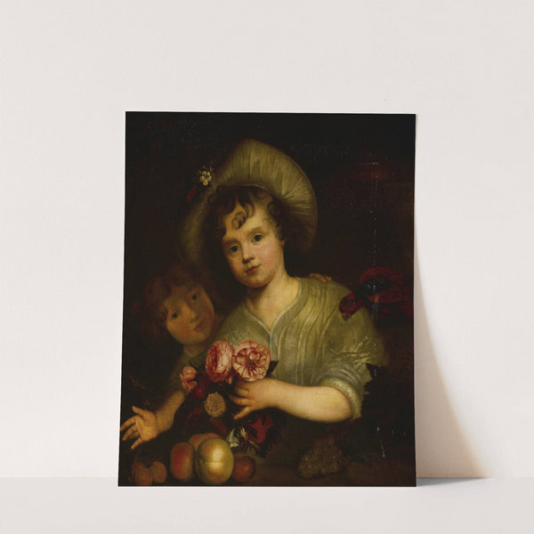 Children with Flowers, Fruit and a Parrot by Circle of CAREL DE MOOR