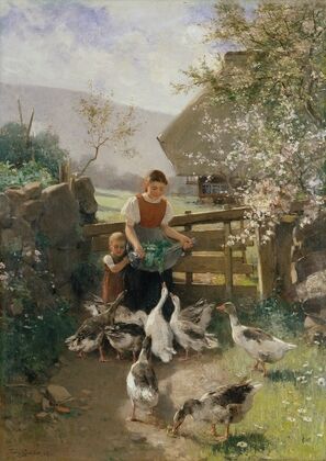 Children with Geese