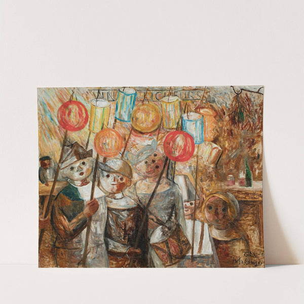 Children with torches (La retraite aux flambeaux) by Tadeusz Makowski