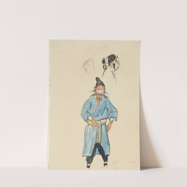 Chinese Actor and Two Sketches of a Woman’s Head (1912) by Emil Orlik
