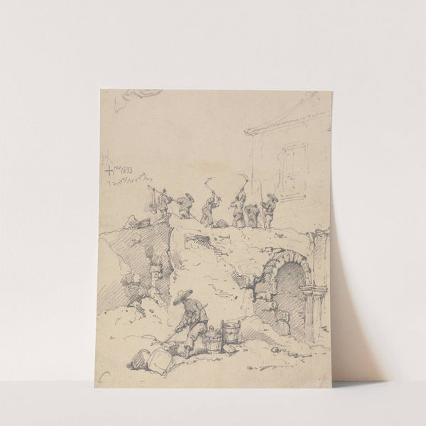 Chinese Coolies Demolishing a Building by George Chinnery