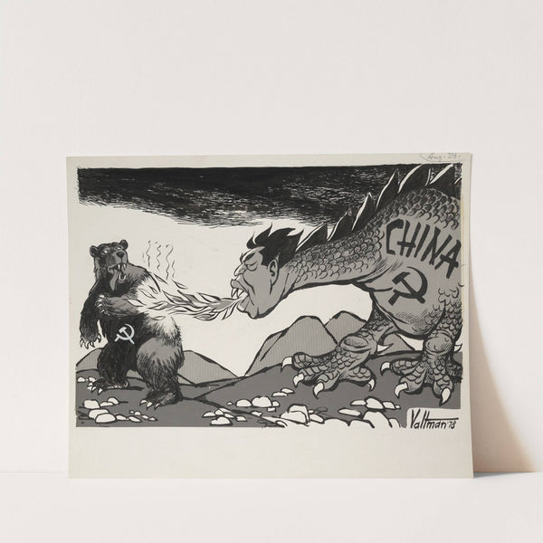 Chinese dragon breathing fire on Soviet bear (1978) by Edmund Siegfried Valtman