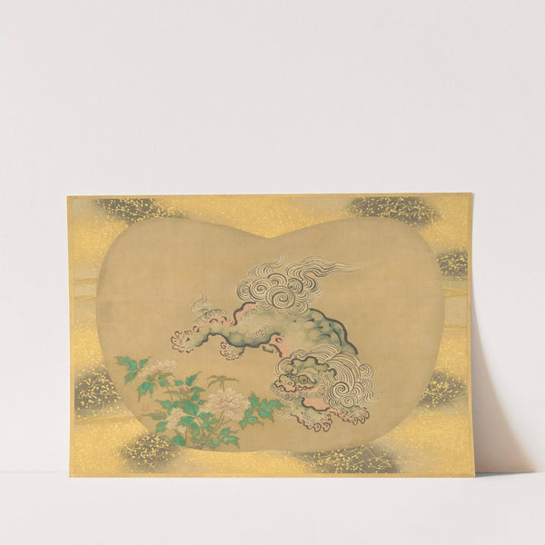 Chinese lion and peonies (18th century) by Kanō Tsunenobu