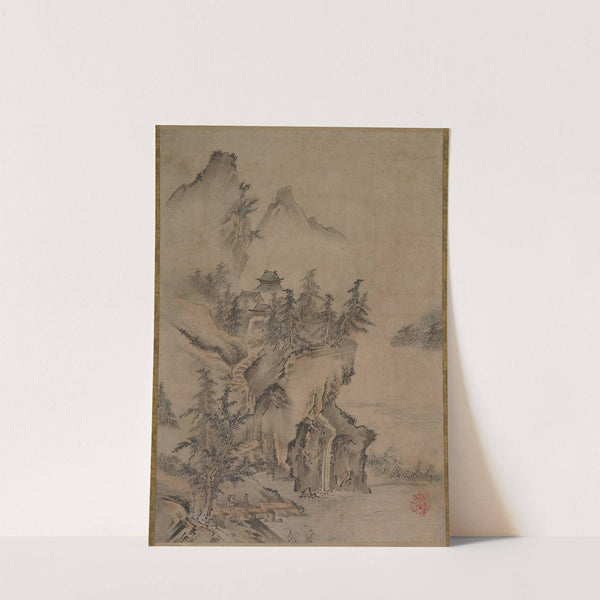 Chinese Literatus Traveling to a Mountain Temple (late 1500s) by Kano Hidemasa