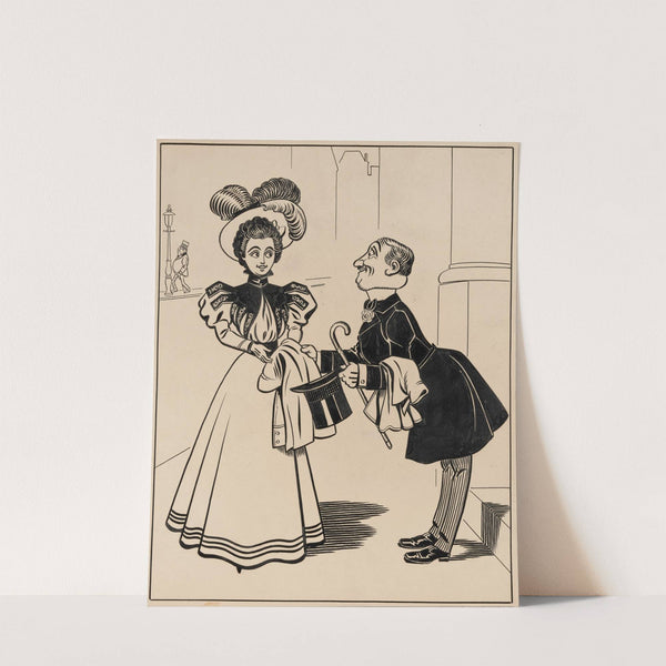 Chivalrous man inadvertently swapping his coat with a woman’s Pl.5 by Franklin Morris Howarth