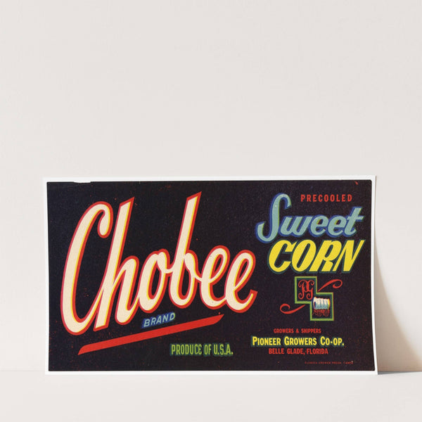 Chobee Brand Sweet Corn Label (1930-1950)