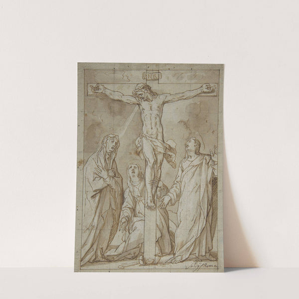Christ Crucified, Attended by the Virgin, Saint Mary Magdalen, and Saint John the Evangelist by Lazzaro Tavarone