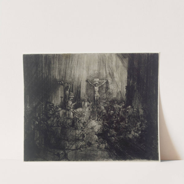 Christ crucified between the two thieves; 'The three crosses' by Rembrandt van Rijn