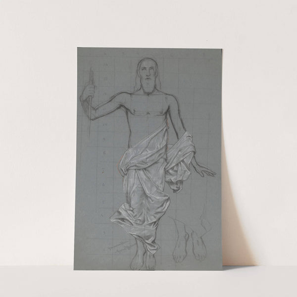 Christ from the ‘Resurrection’ Scene. Christ’s Feet Redrawn in the Bottom Right (1908) by Hans Thoma