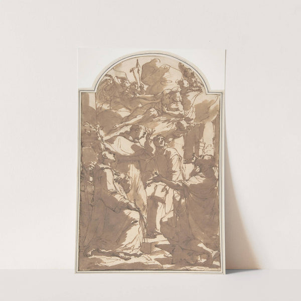 Christ in Glory with Saint Lawrence, Saint Anthony of Padua, Saint Ignatius of Loyola, and Saint Eligius. by Ubaldo Gandolfi
