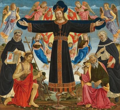 Christ on the Cross with Saints Vincent Ferrer, John the Baptist, Mark and Antoninus