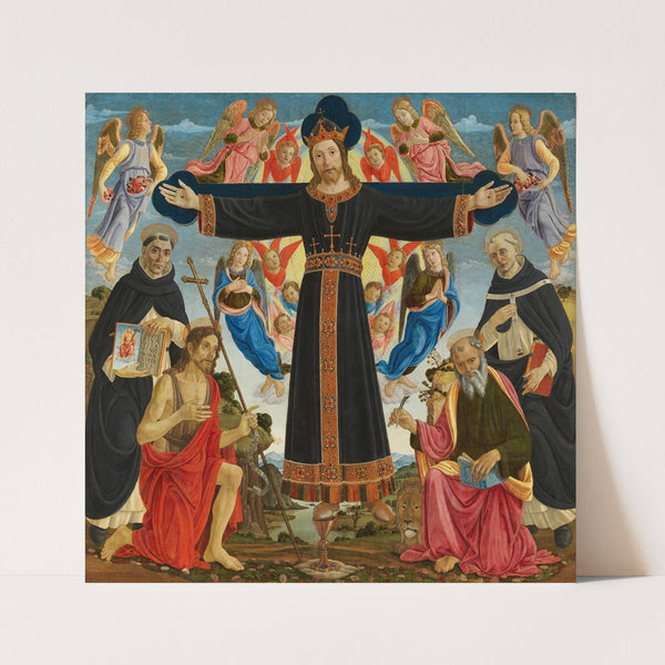Christ on the Cross with Saints Vincent Ferrer, John the Baptist, Mark and Antoninus (circa 1491-1495) by Master of the Fiesole Epiphany