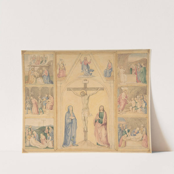 Christ on the Cross with Six Scenes from the Life of Christ (ca. 1850) by Eduard von Steinle