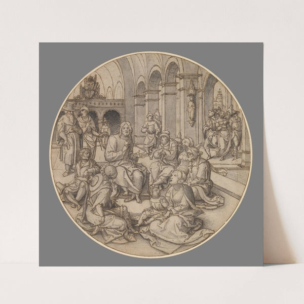 Christ Preaching in the Synagogue, with the Pharisees Bringing the Woman Taken in Adultery by Dirck Vellert