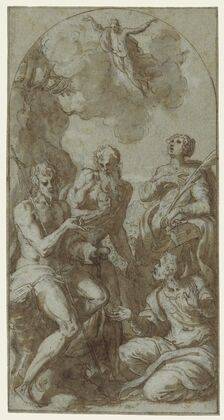 Christ the Saviour above Saints John the Baptist, Jerome, Catherine and Thomas