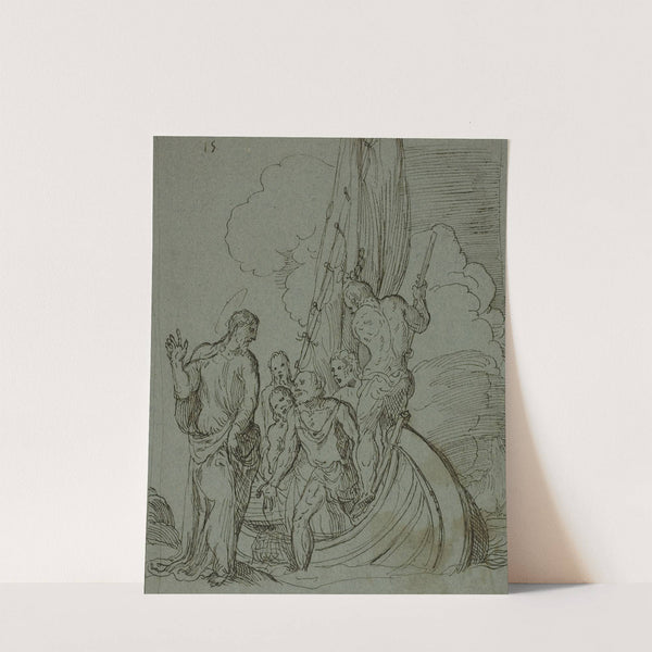 Christ Walking on the Water, Peter Following by Domenico Campagnola