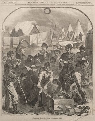 Christmas Boxes in Camp – Christmas, 1861 (1862)