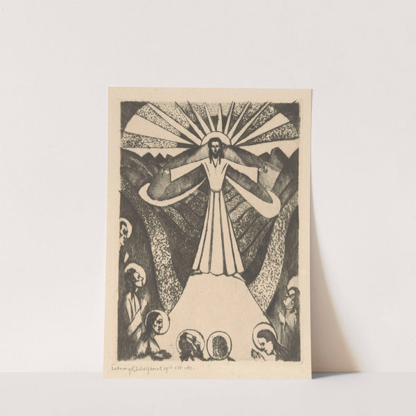 Christus met gespreide armen in een heuvellandschap by Lodewijk Schelfhout