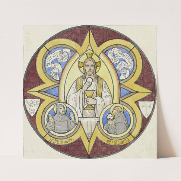 Christus mit Stola, Kelch und Hostie, daneben die Heiligen Franziskus und Antonius by Eduard von Steinle