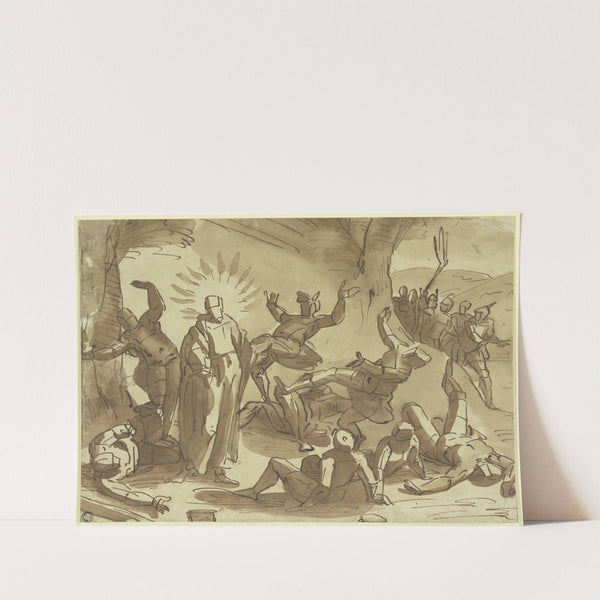 Christus wirft durch seine Stimme die ihn gefangennehmenden Soldaten nieder by Luca Cambiaso