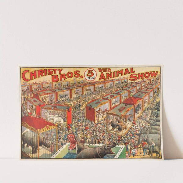 Christy Bros. 5 ring wild animal show circus poster (1919-1930) by Riverside Printing Co.