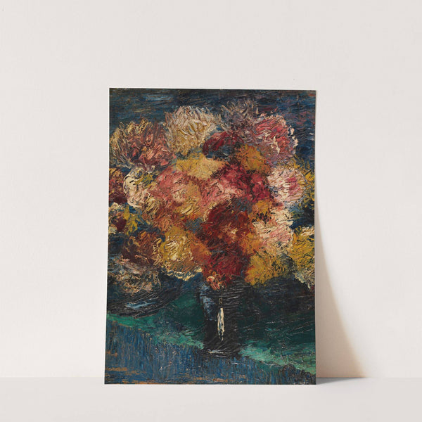 Chrysanthemen und Astern in blauer Vase (1910) by Christian Rohlfs