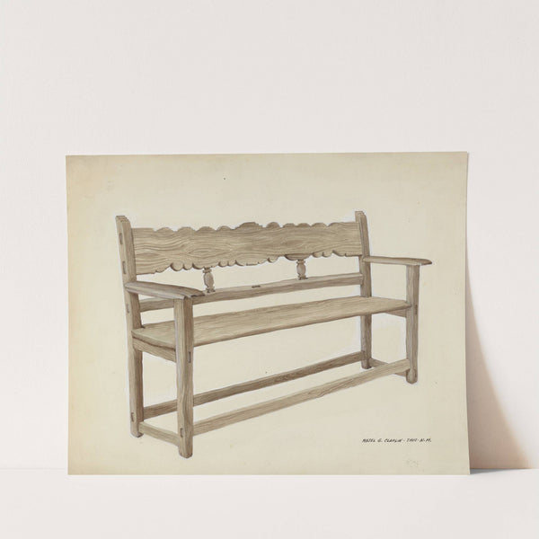 Church Bench – Wooden (c. 1937) by Majel G. Claflin