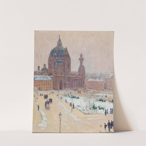 Church of St. Charles in winter by Carl Moll