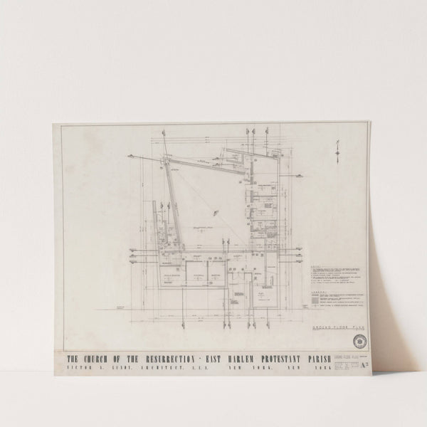 Church of the Resurrection, East Harlem, New York, Ground floor plan by Victor Alfred Lundy