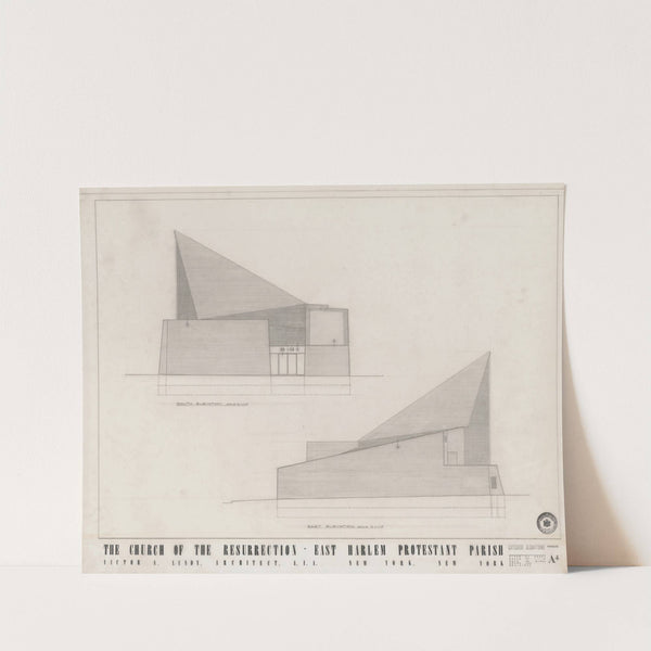 Church of the Resurrection, East Harlem, New York, South and east elevations by Victor Alfred Lundy