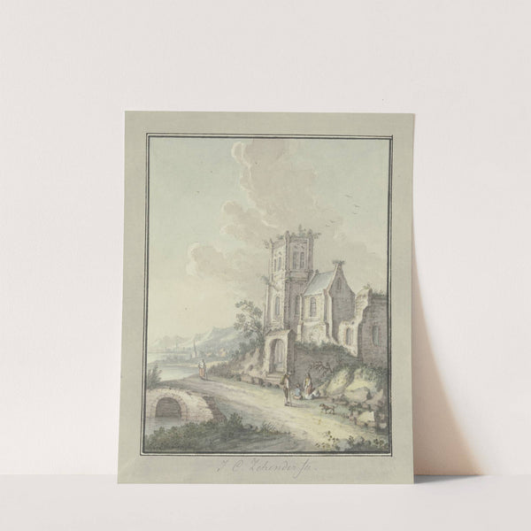 Church ruins by the water by Johann Caspar Zehender