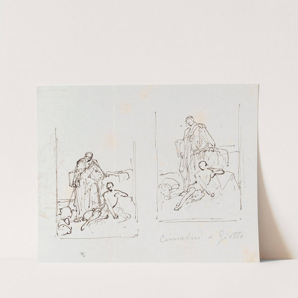 Ciambue and two Studies for 'Giotto Di Bondone Draws his Sheep in the Sand' by Nicaise De Keyser