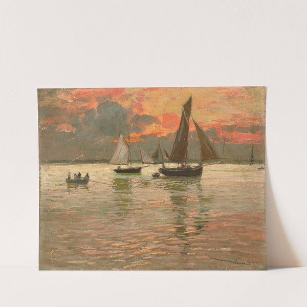 ‘Ciel rouge’ ; le retour de la pêche by Amédée-Julien Marcel-Clément