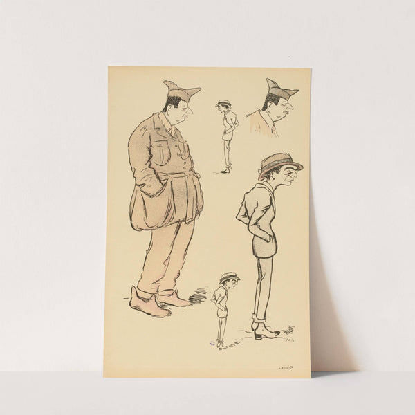 Cinq études de deux personnages dont Maurice de Rotschild en militaire (1919) by Georges Goursat (Sem)