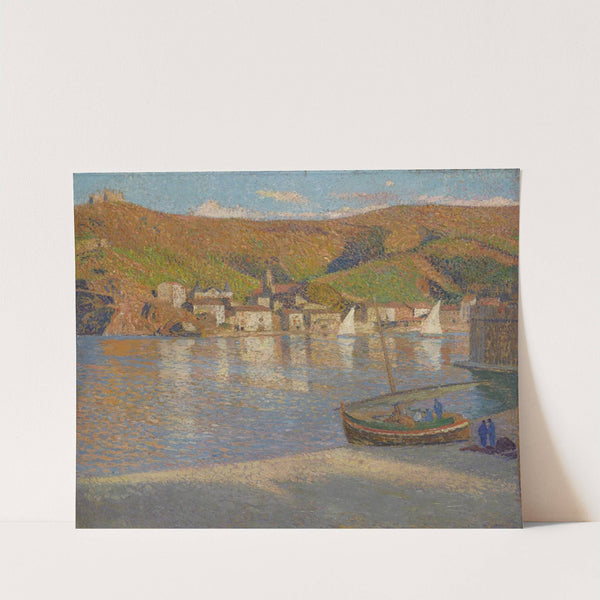 Cinq pécheurs et leur barque échouée sur la grève à Collioure (circa 1930) by Henri Martin