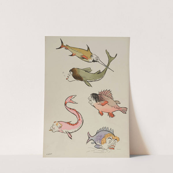 cinq poissons, personnages non identifiés (1913) by Georges Goursat (Sem)