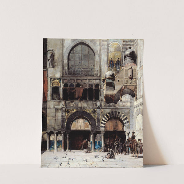 Circassian Cavalry Awaiting their Commanding Officer at the Door of a Byzantine Monument (1880) by Alberto Pasini