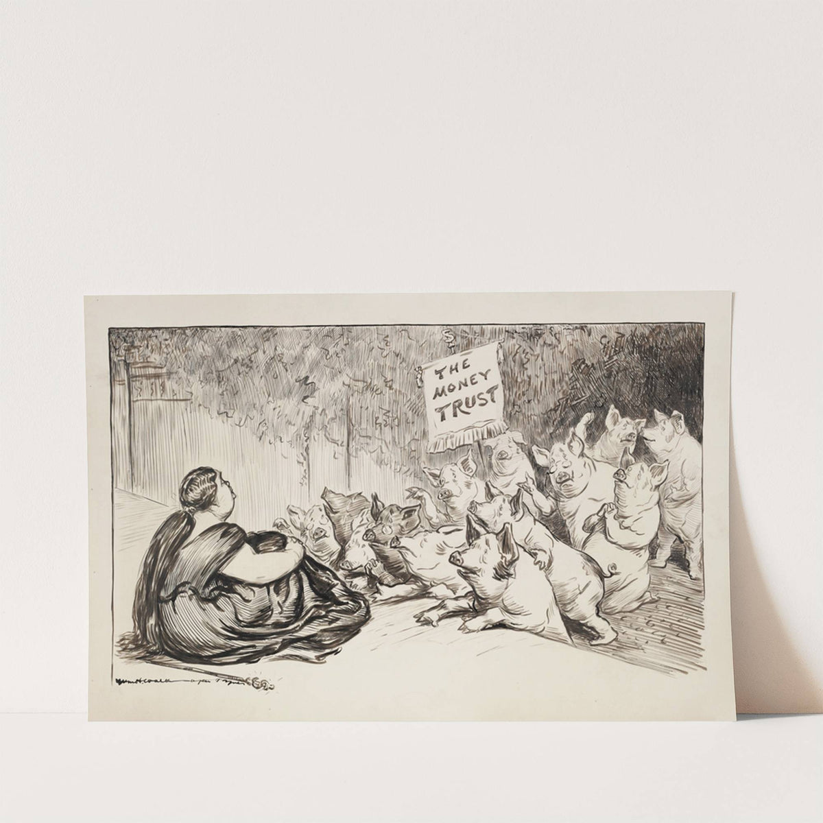 Circe Marmon and the Pigs. Chorus of enchanted ones; Oh Circe, make men of us again!!! (1912) by William Henry Walker