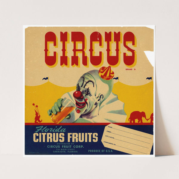 Circus Brand Florida Citrus Fruit Label (1940s)