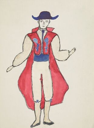 Circus: Burton Lancaster & Nicholas Luccia red vest cape with blue cummerbund and hat (1934-1943) — size preview