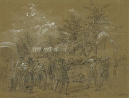 Citizen volunteers assisting the wounded in the field of Battle