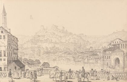 City of Verona and Castle of San Pietro from another bridge