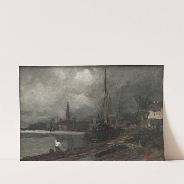 City view with harbor. Study by Edvard Perséus