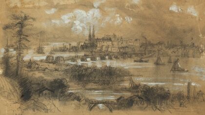 Cityscape with river